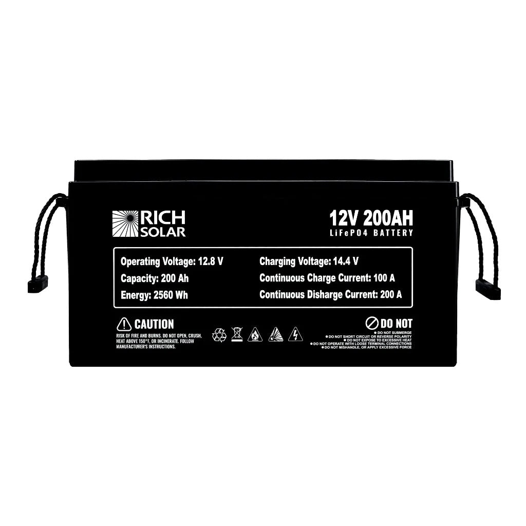 Rich Solar 12V 200Ah LiFePO4 Lithium Iron Phosphate Battery Back View