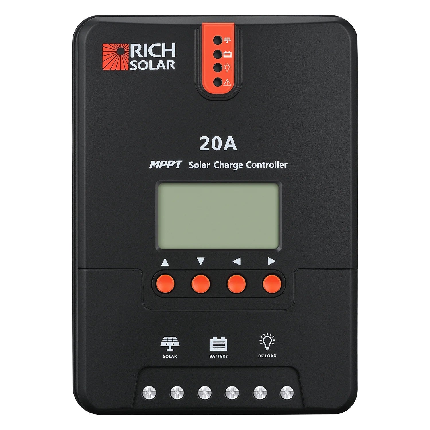 Rich Solar 20 Amp MPPT Solar Charge Controller Front View