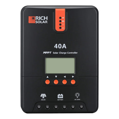 Rich Solar 40 Amp MPPT Solar Charge Controller Front View