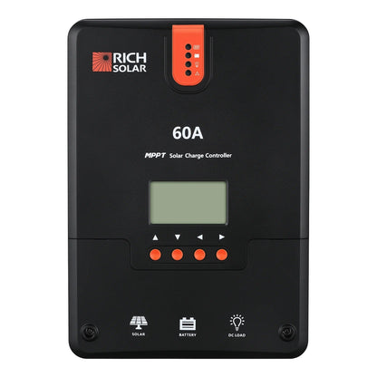 Rich Solar 60 Amp MPPT Solar Charge Controller Front View