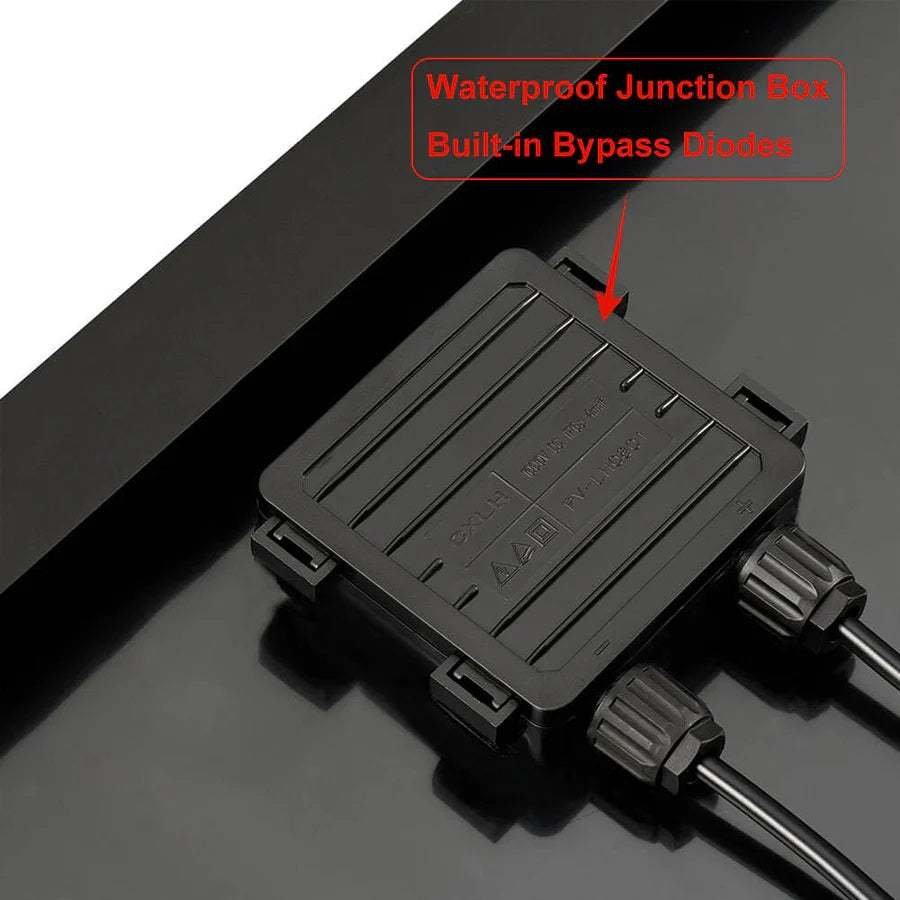 Rich Solar MEGA 100 Watt ONYX Monocrystalline Solar Panel Waterproof Junction Box