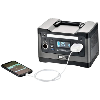 Rich Solar X500 Lithium Portable Power Station Connected With Phone