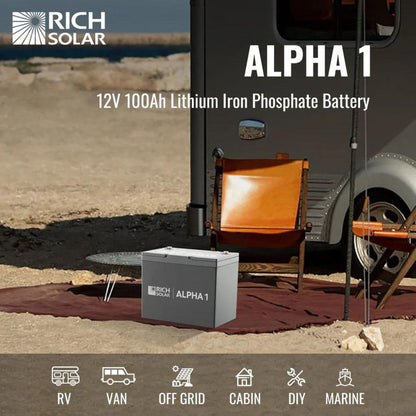 Rich Solar  ALPHA 1 Battery Can Be Used For RVs, Vans, Off-Grid Applications, Cabins, DIY Projects, and Marine