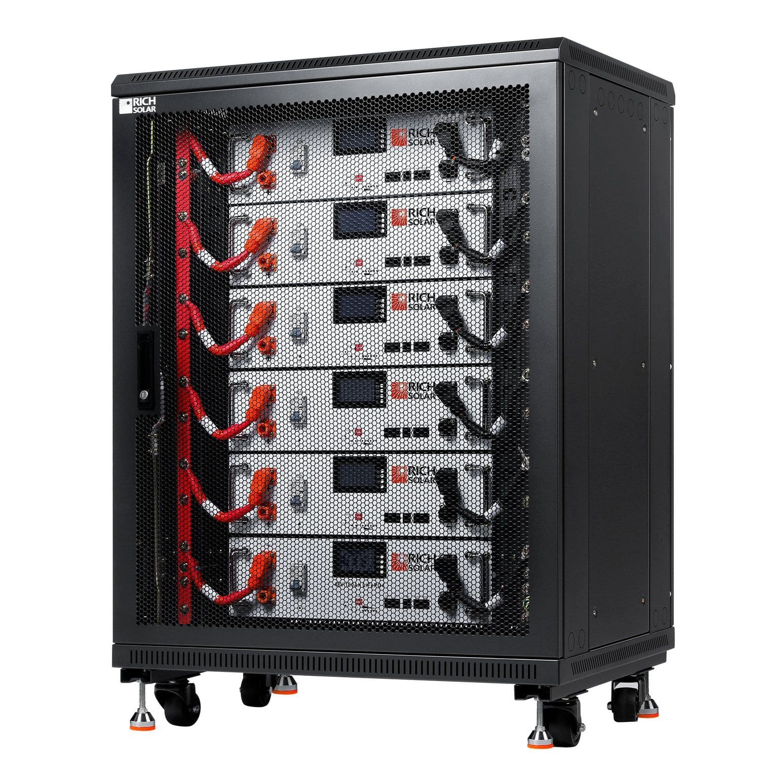 Rich Solar Battery Server Rack Right View with 6 ALPHA 5 Batteries