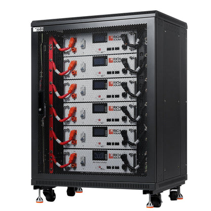 Rich Solar Battery Server Rack Right View with 6 ALPHA 5 Batteries