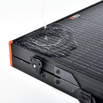 Rich Solar MEGA 100W Portable Solar Panel Briefcase showing waterproof design