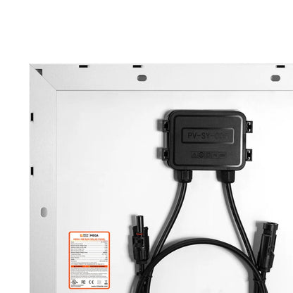 Rich Solar MEGA 100 Slim SLX Monocrystalline Solar Panel with cables on a white background