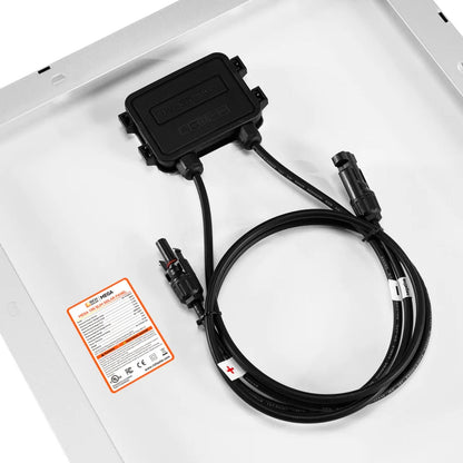 Rich Solar MEGA 100 Slim SLX Monocrystalline Solar Panel with connector on a white background