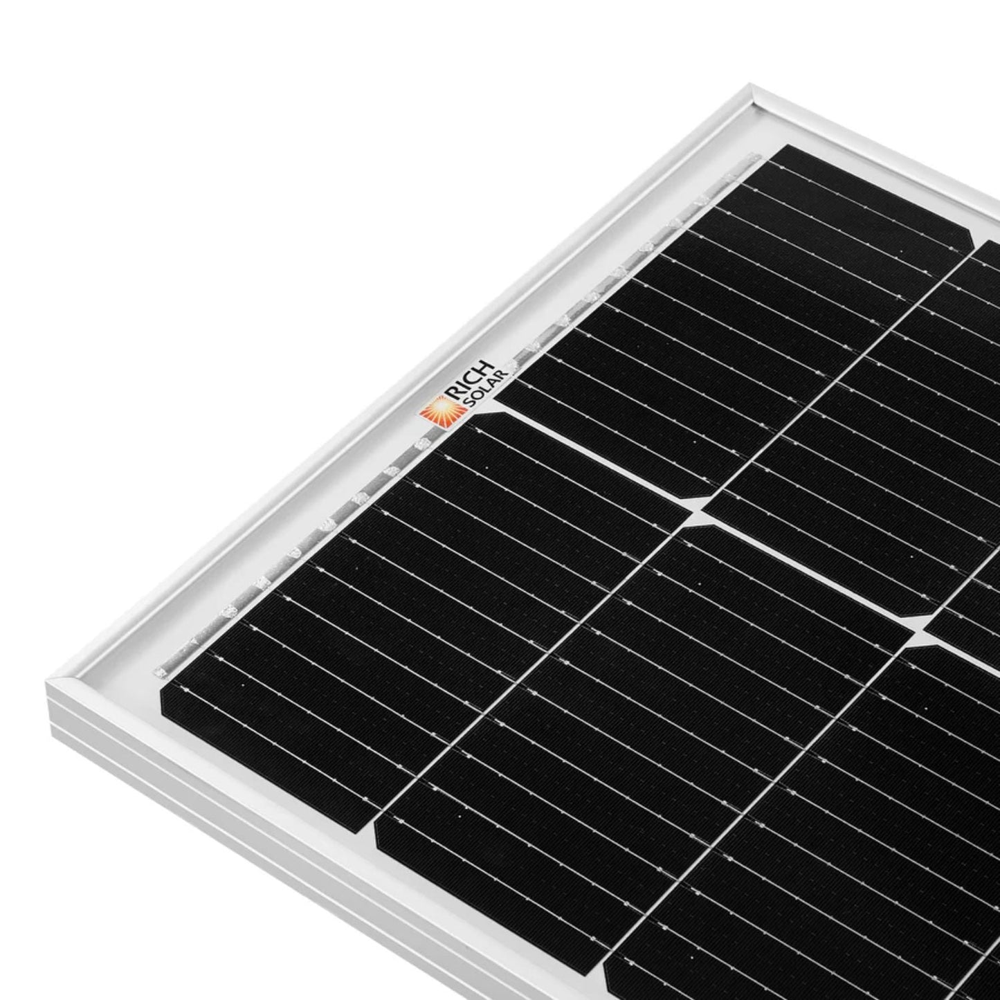 Rich Solar MEGA 100 Slim SLX Monocrystalline Solar Panel with visible brand logo on a white background
