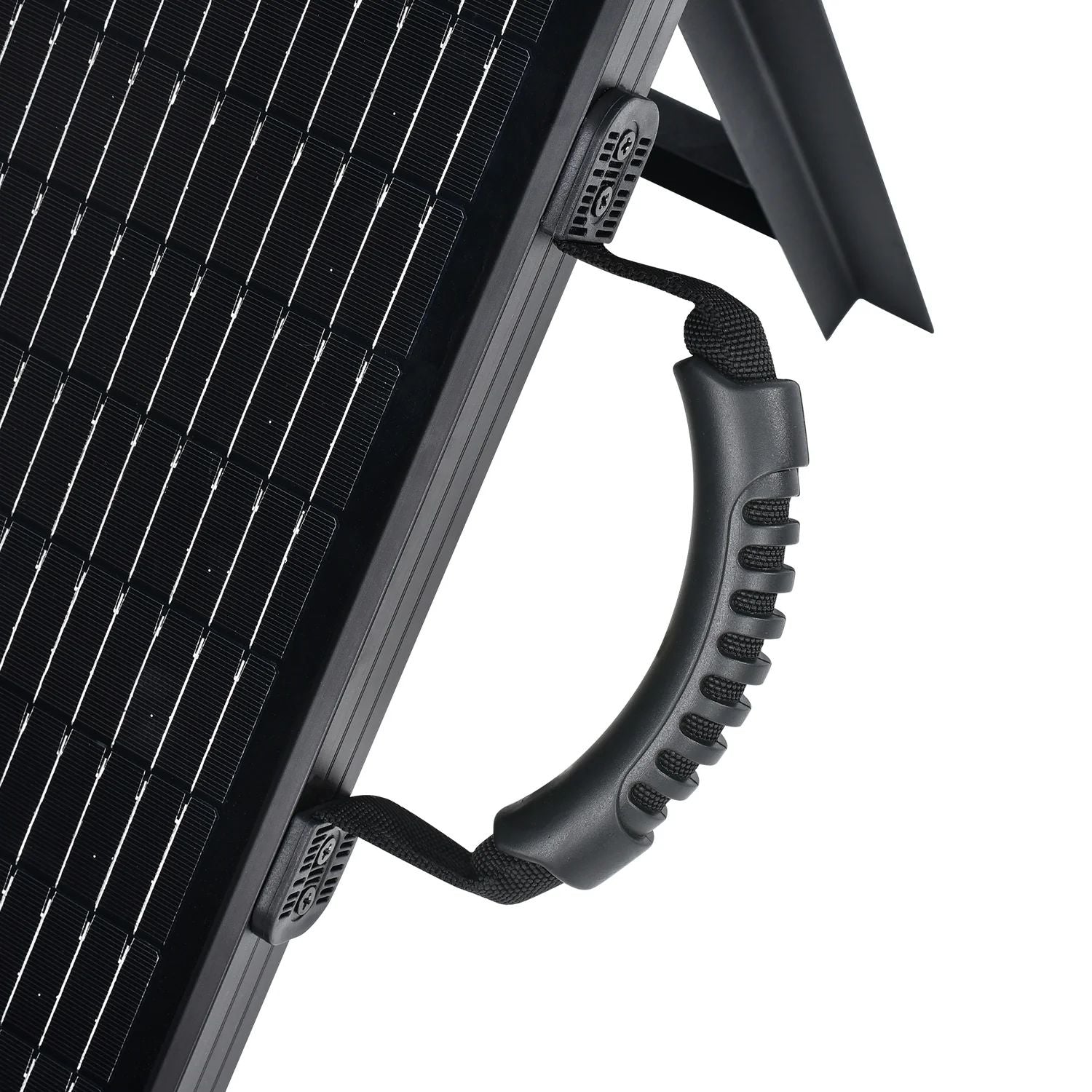 Rich Solar MEGA 100 Watt Briefcase Portable Solar Charging Kit handle close up