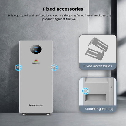 SunGold PowerMax Energy Storage Battery with fixed bracket and mounting holes on a gray background