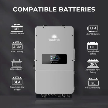 SunGold Power 10KW Hybrid Inverter Compatible Batteries