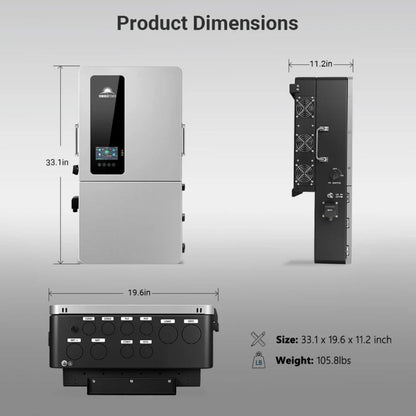 SunGold Power 12KW 48V All-in-one Hybrid Solar Inverter dimensions