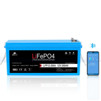 SunGold Power 12V 200Ah LiFePo4 Deep Cycle Lithium Battery