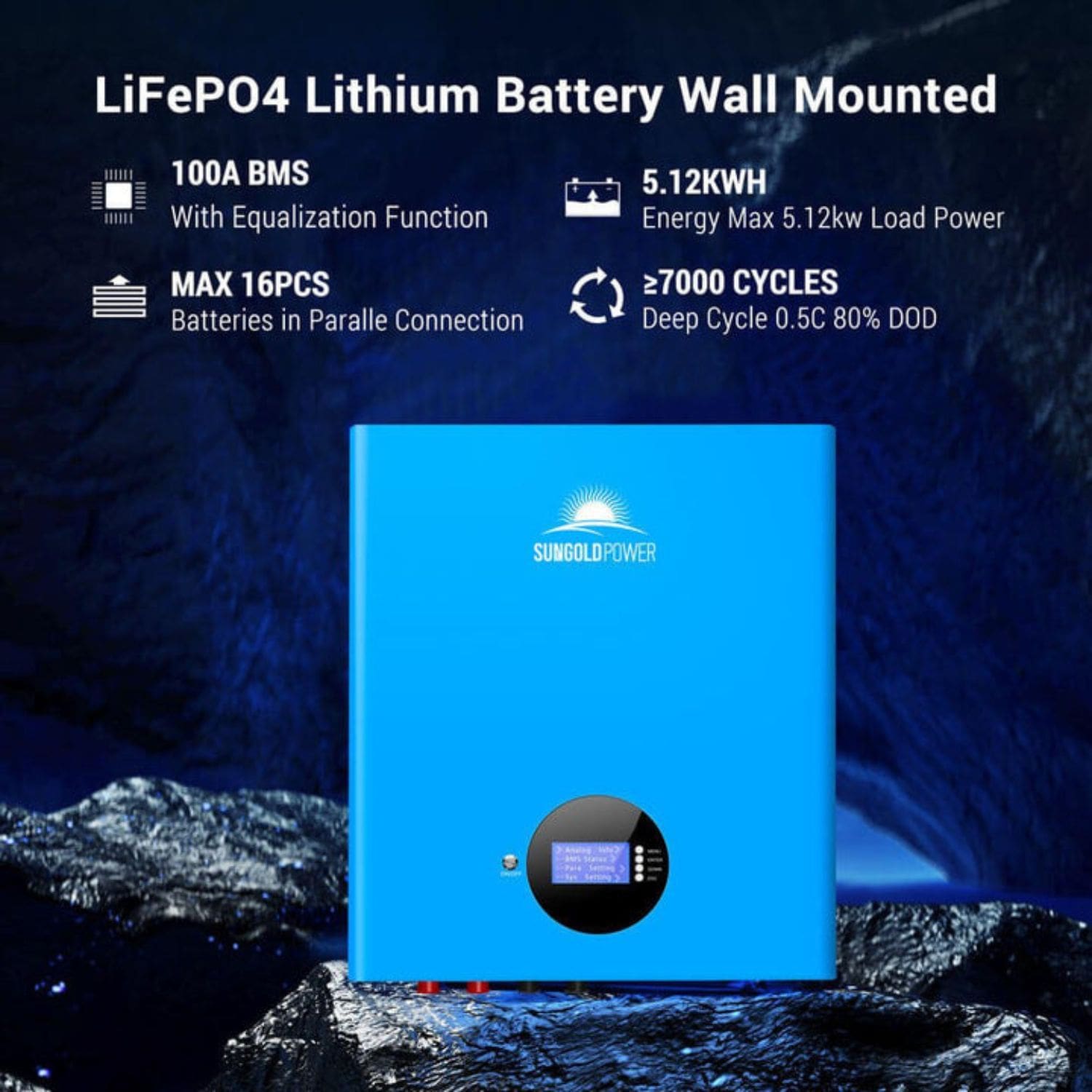 SunGold Power 13000W 48VDC SGM-1320M Off-Grid Solar Kit - Battery Wall Mounted