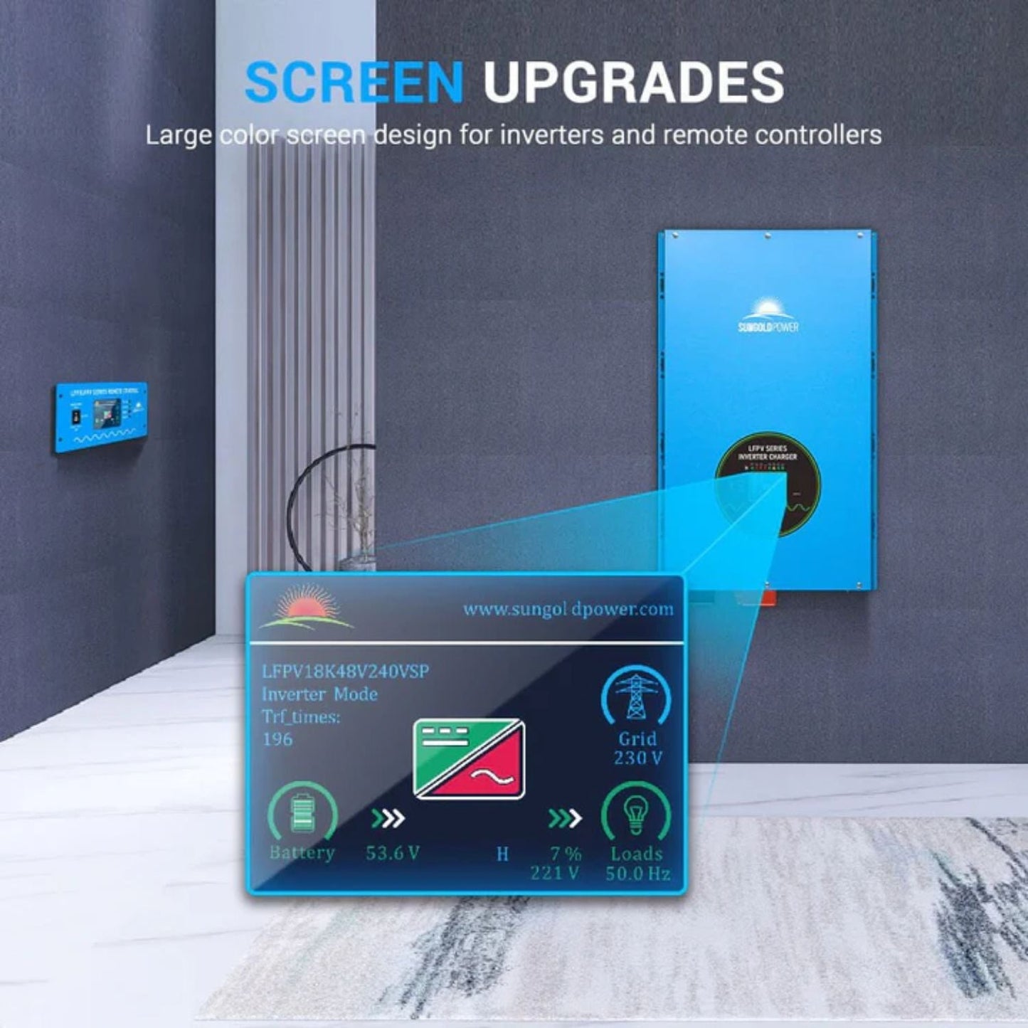 SunGold Power 15KW 48V Split Phase Inverter Screen Upgrade
