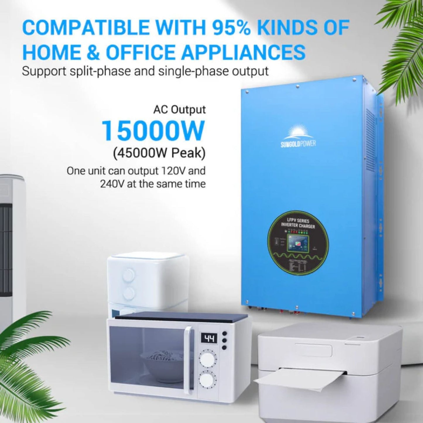 SunGold Power 15KW 48V Split Phase Inverter compatible with 95% kinds of appliances