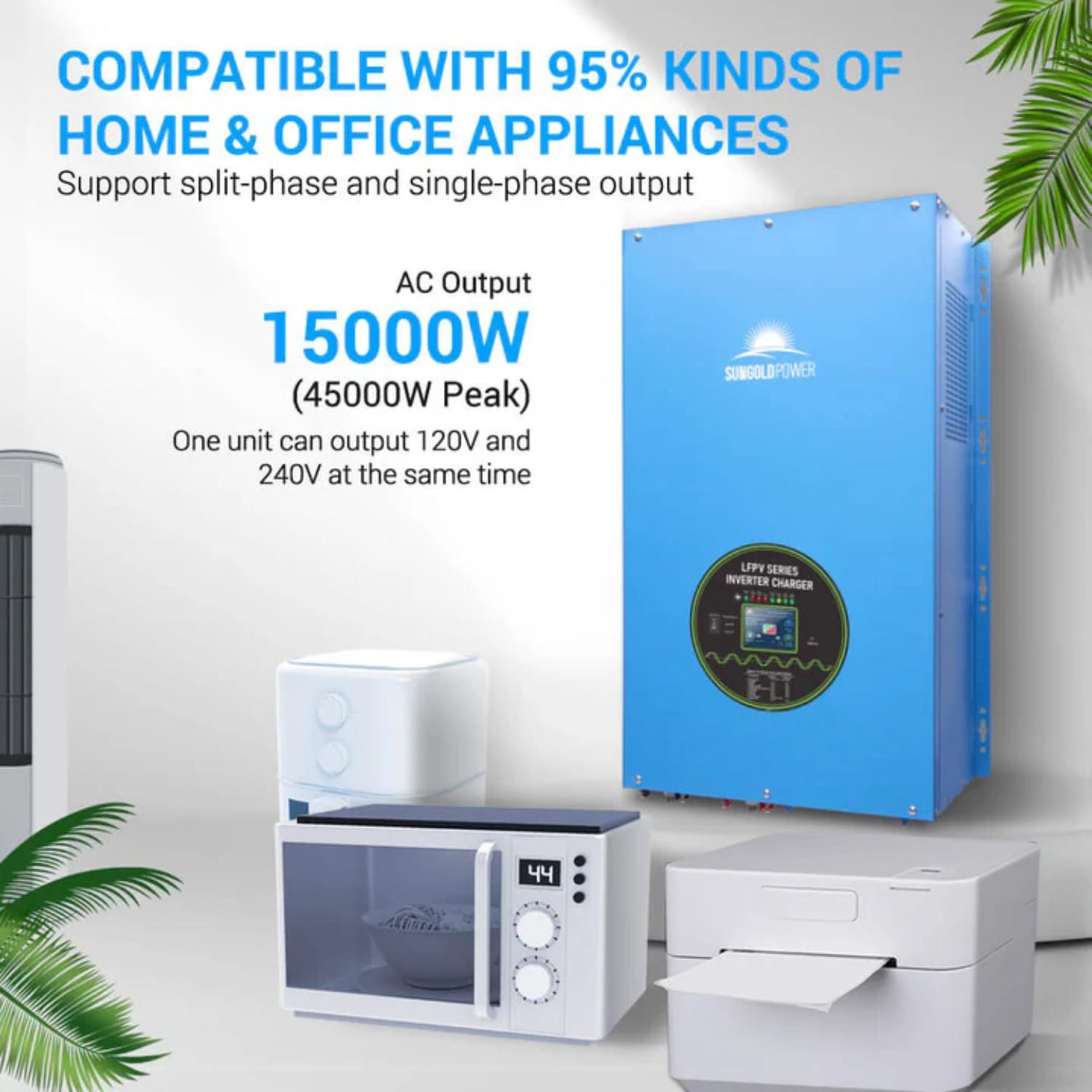 SunGold Power 15KW 48V Split Phase Inverter compatible with 95% kinds of appliances