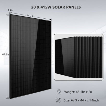 SunGold Power 18000W 48VDC Off-Grid Solar Kit - 20 x 415W Solar Panels
