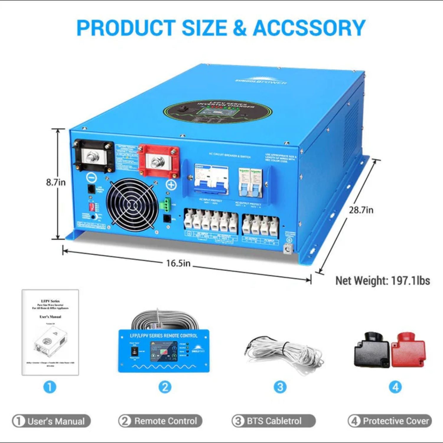 SunGold Power 18KW 48V Split Phase Inverter Size