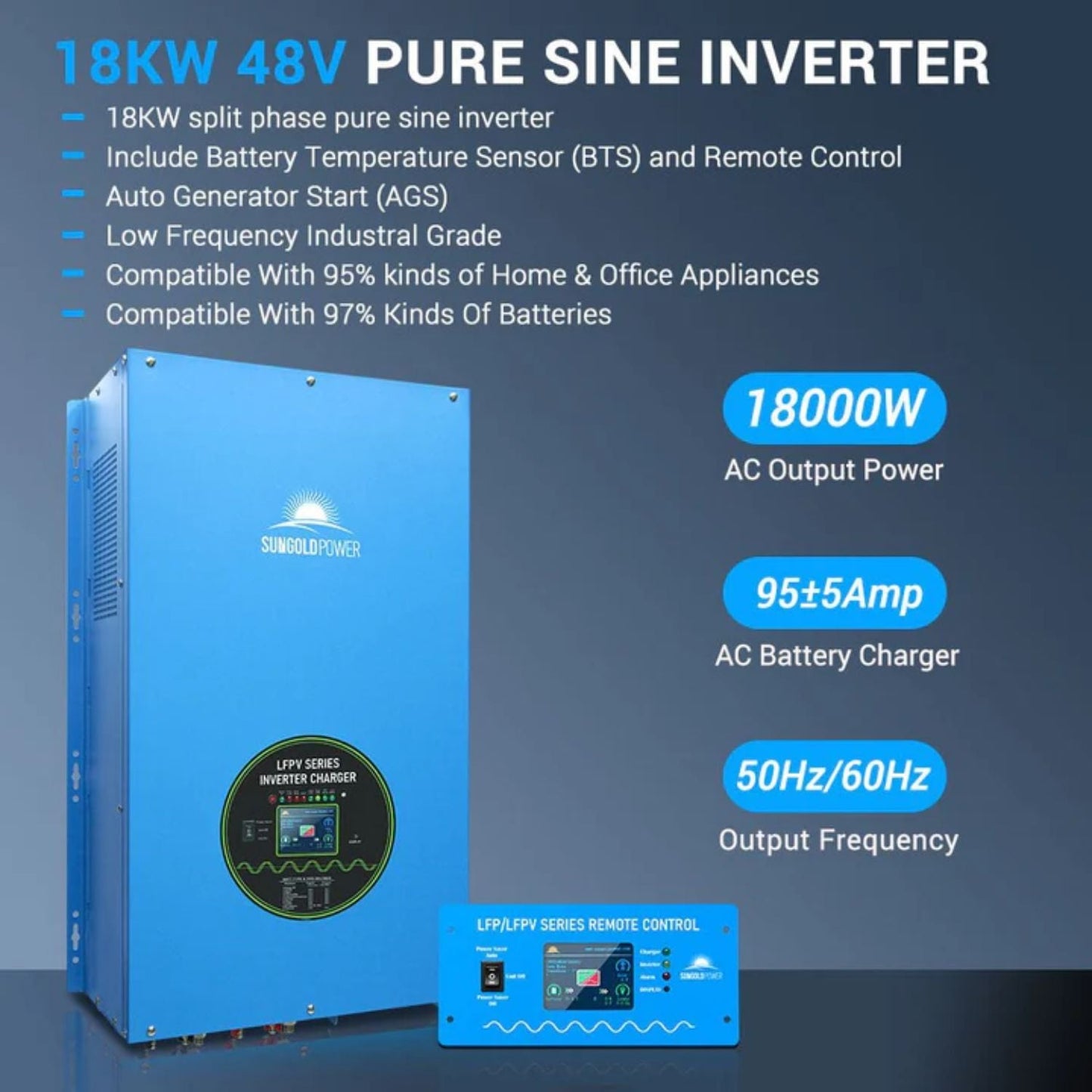 SunGold Power 18KW 48V Split Phase Inverter features