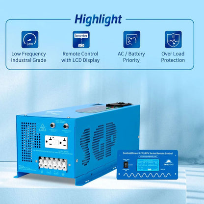 SunGold Power 2000W DC 12V Pure Sine Wave Inverter With Charger Highlights