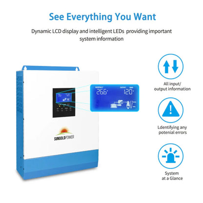 SunGold Power 3000W 24V Solar Inverter with LCD Display