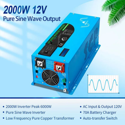 SunGold Power 3000W DC 12V Pure Sine Wave Inverter With Charger Features