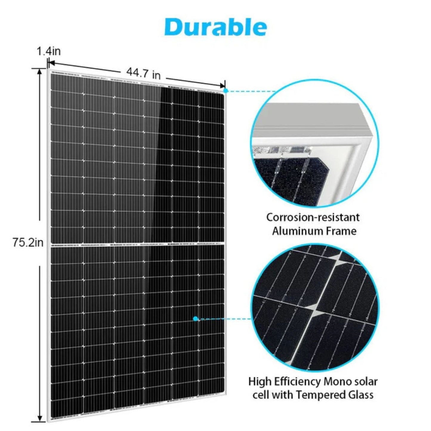 SunGold Power 450 Watt Monocrystalline Solar Panel Dimensions