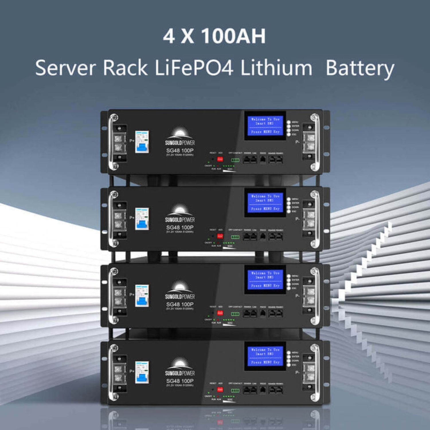 SunGold Power 4 x 100AH Server Rack Lithium Battery