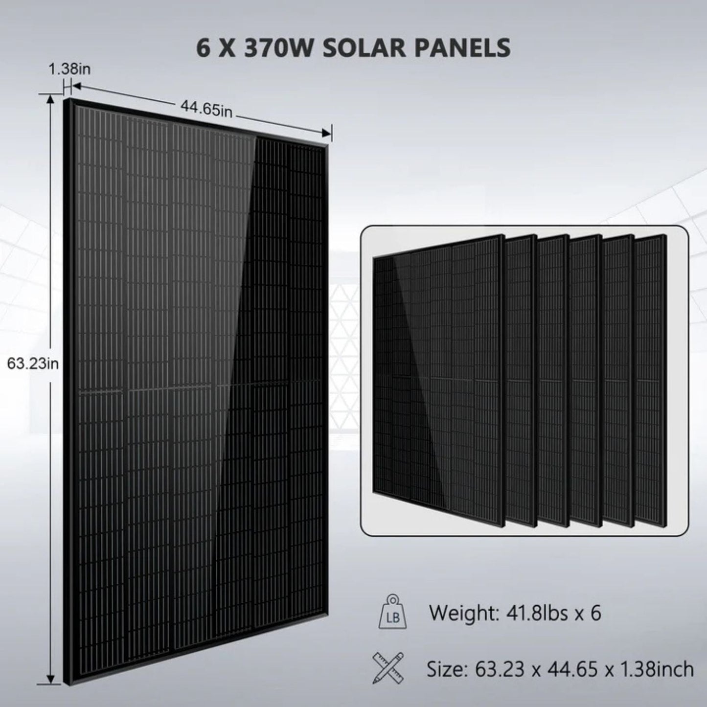 SunGold Power 5000W 48VDC Off-Grid Solar Kit - 6 x 370W Solar Panels