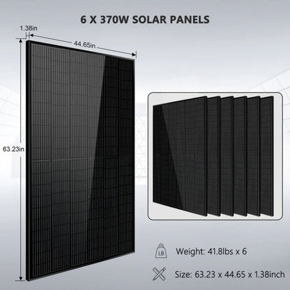 SunGold Power 5000W 48VDC Off-Grid Solar Kit - 6 x 370W Solar Panels
