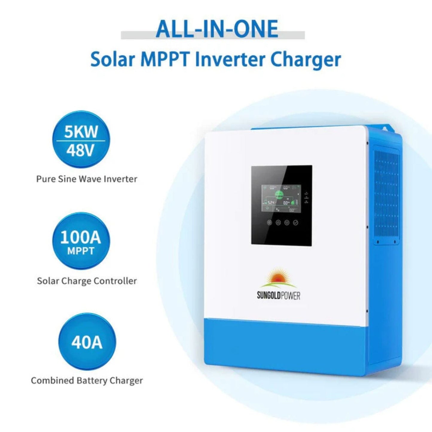 SunGold Power 5000W 48VDC Off-Grid Solar Kit SGM-5K5E - Solar MPPT Inverter Charger