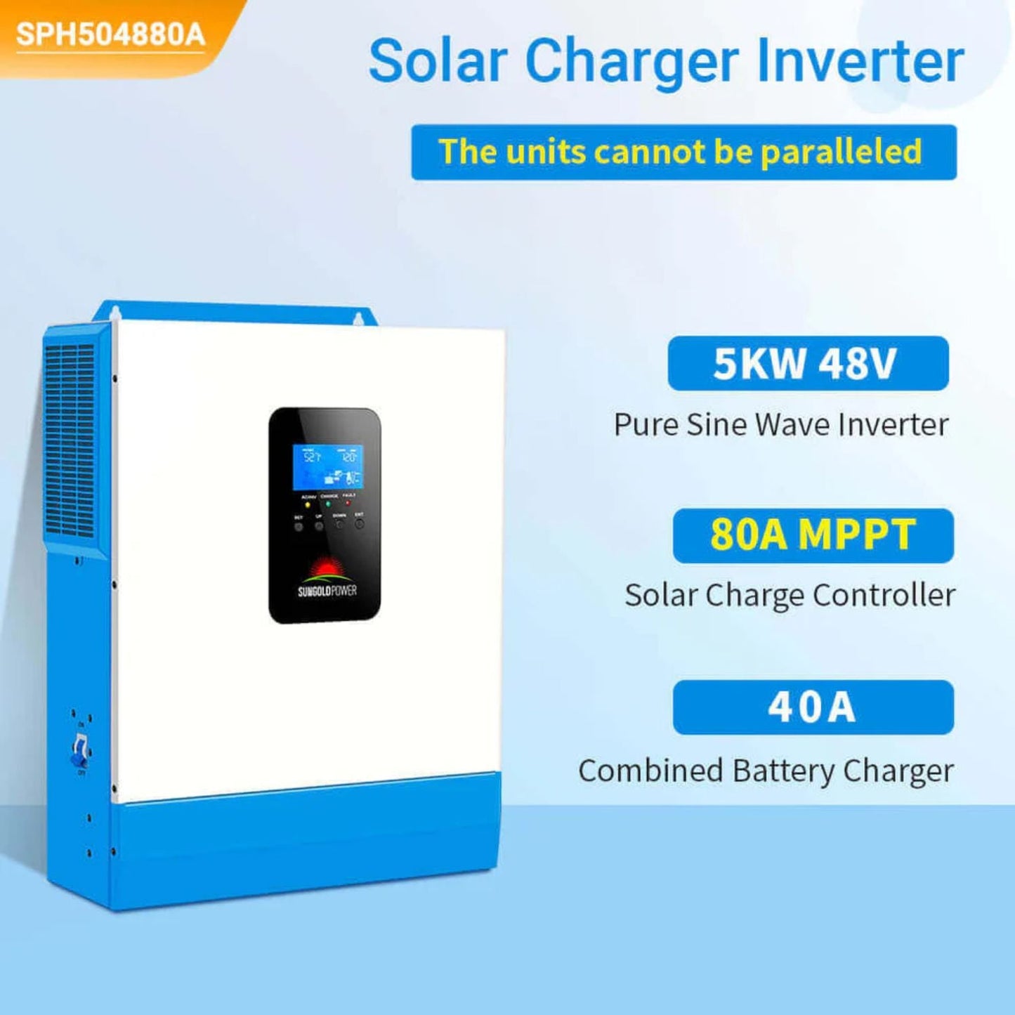 SunGold Power 5000W 48V Solar Charger Inverter Features