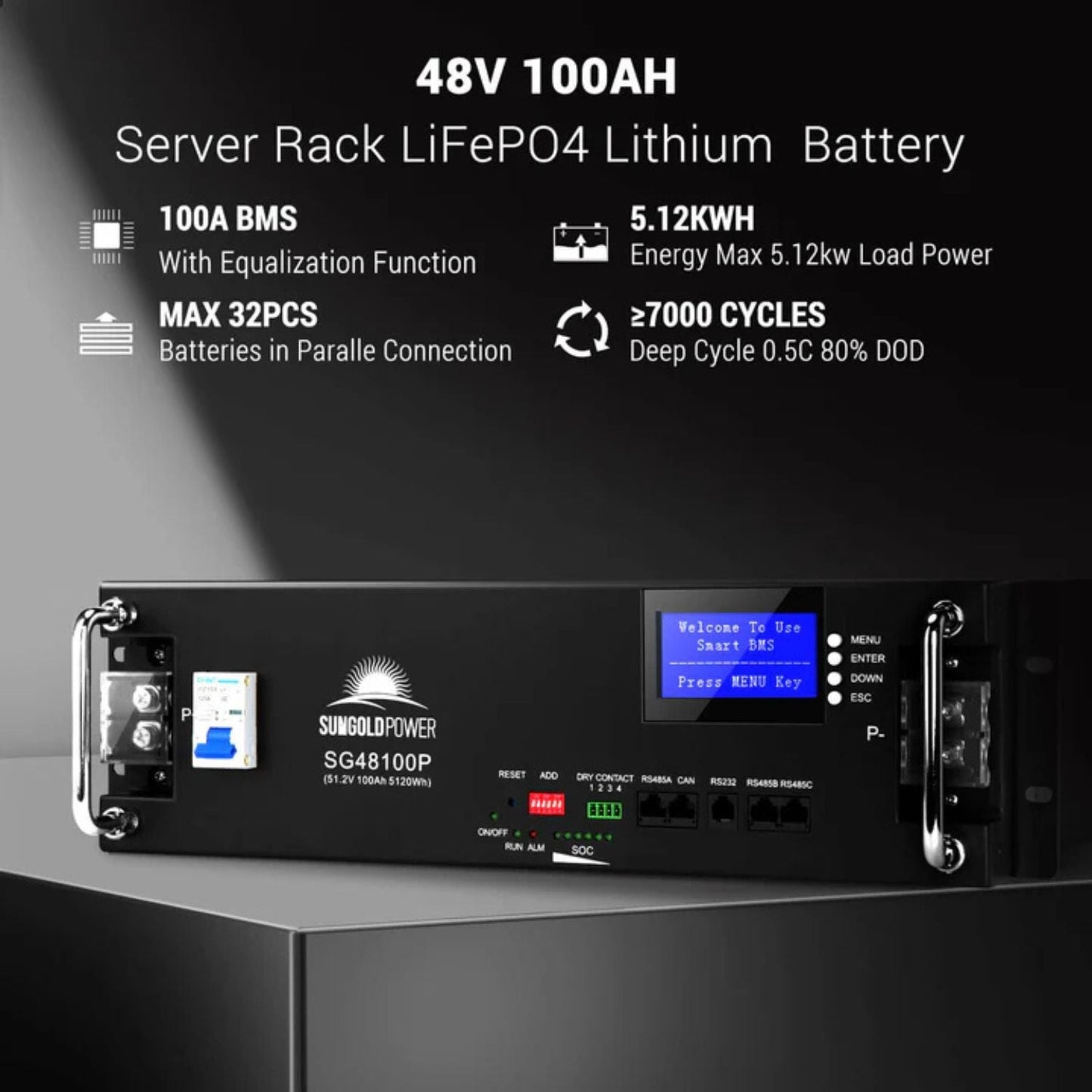 SunGold Power 6500W 48VDC 8 X 415W Solar Panels Off-Grid Solar Kit - 48V 100AH Server Rack Lithium Battery