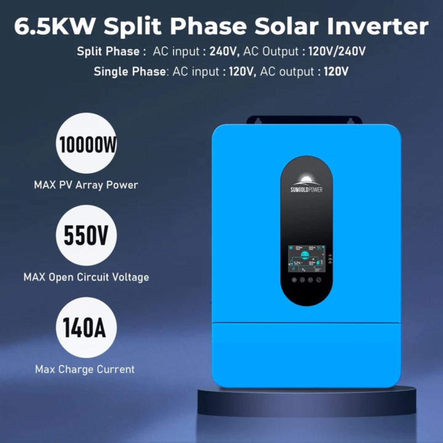 SunGold Power 6500W 48VDC Off-Grid Solar Kit - 6.5KW Split Solar inverter
