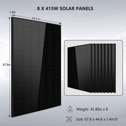 SunGold Power 8000W 48VDC Off-Grid Solar Kit - 8 x 415W Solar Power