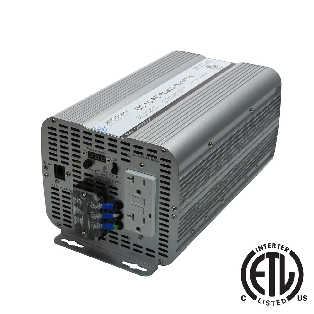 The AIMS Power 2000 Watt 12 Volt Modified Sine Power Inverter Is ETL Listed to UL458