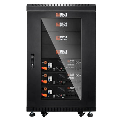 Three Rich Solar ALPHA 5 PRO 51.2V inside server rack