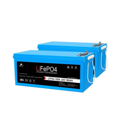 Two SunGold Power 24V 100Ah LiFePo4 Deep Cycle Lithium Battery 