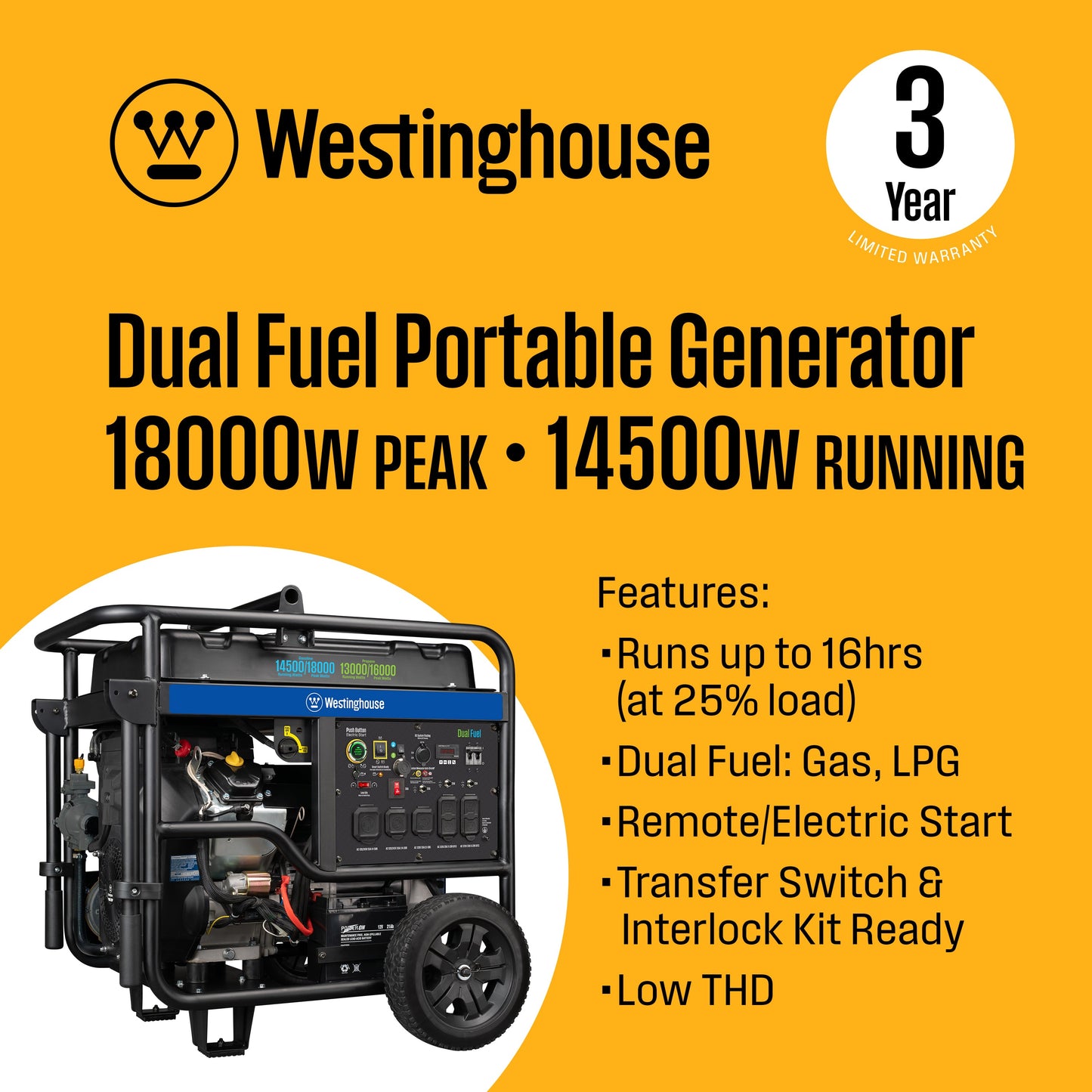 WGen14500DFc Generator - Dual Fuel with CO Sensor
