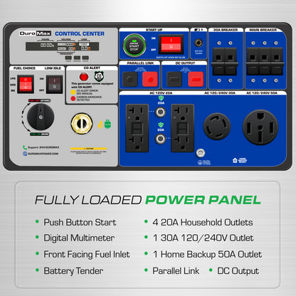 DuroMax XP11000iHT 11,000 Watt Portable Tri Fuel Inverter Generator - Quiet, Low THD