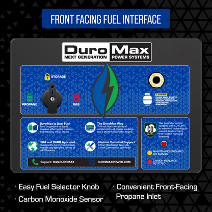 DuroMax XP13000HX 13,000 Watt Portable Dual Fuel Gas Propane CO Alert - Recon