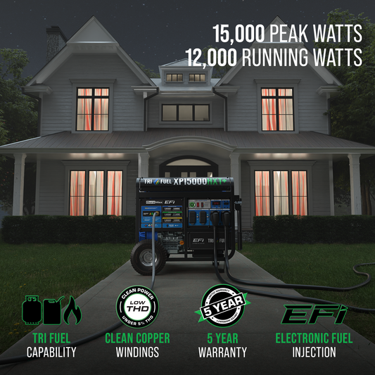 DuroMax XP15000HXT+ 15,000 Watt Electric Start Tri Fuel EFI Portable Generator