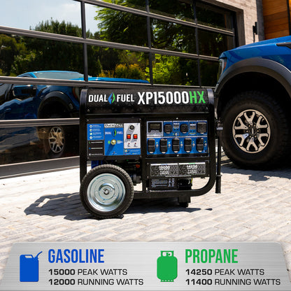 DuroMax XP15000HX 15,000 Watt Electric Start Dual Fuel Portable Generator