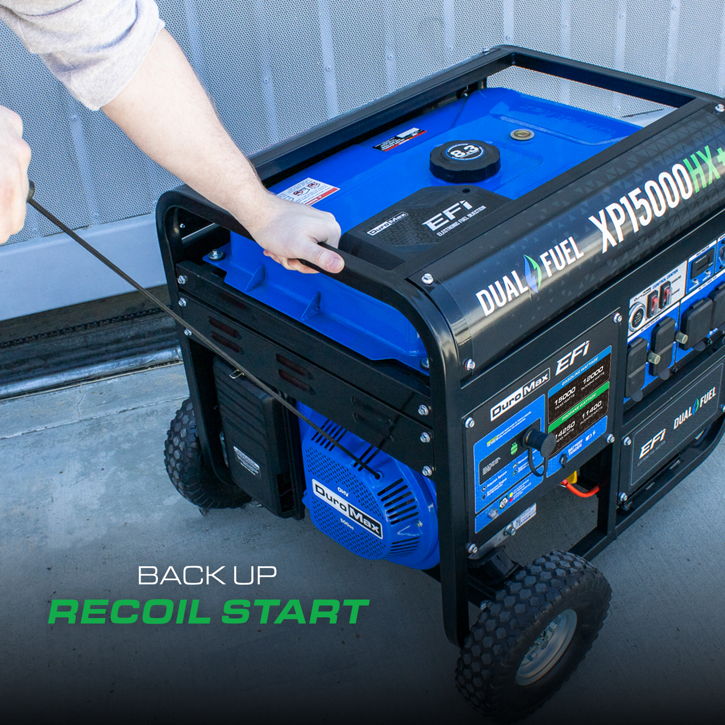 DuroMax XP15000HX+ 15,000W Electric Start Dual Fuel EFI Portable Generator