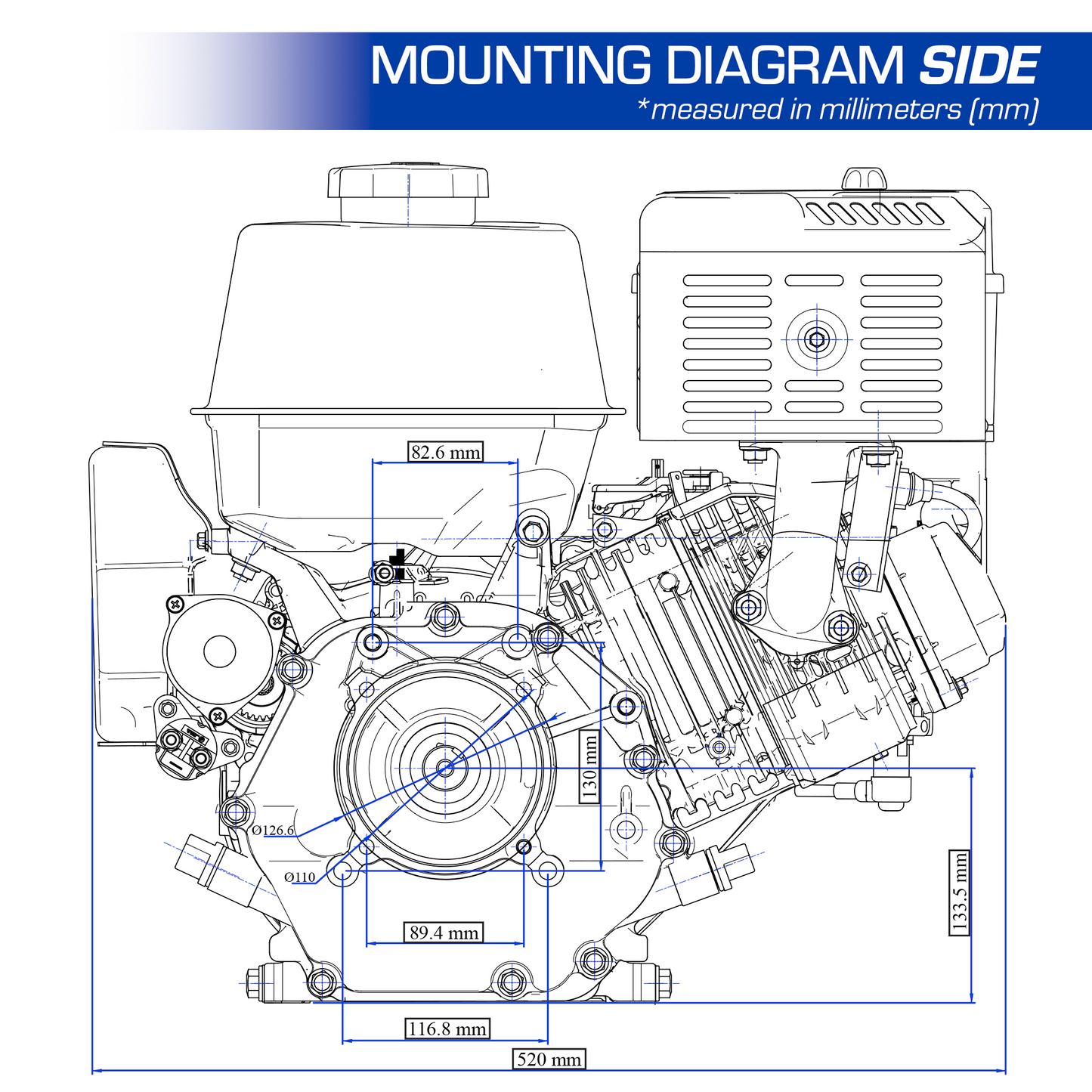 DuroMax XP20HP 500cc 1-Inch Shaft Recoil Start Gasoline Engine