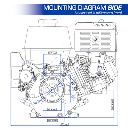DuroMax XP20HP 500cc 1-Inch Shaft Recoil Start Gasoline Engine