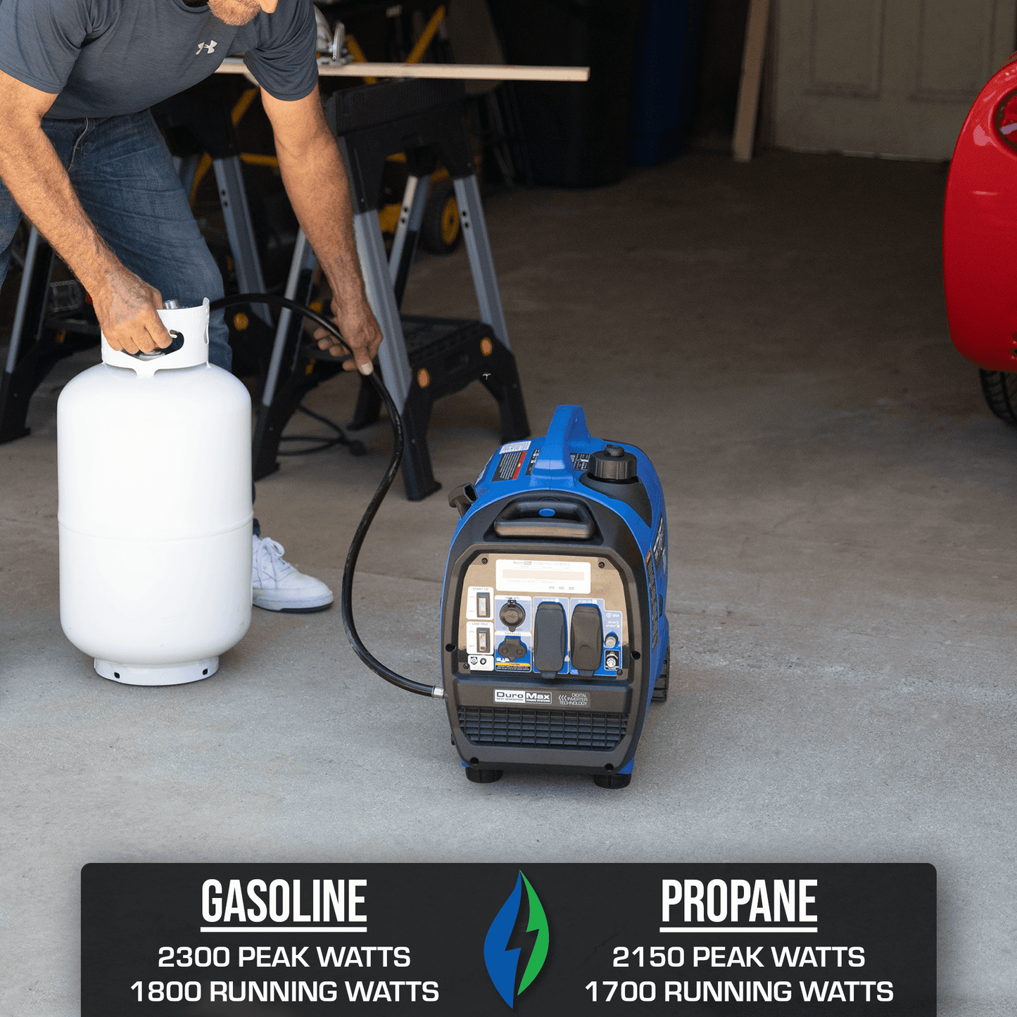 DuroMax XP2300iH 2,300 Watt Portable Dual Fuel Inverter Generator - Quiet, Low THD