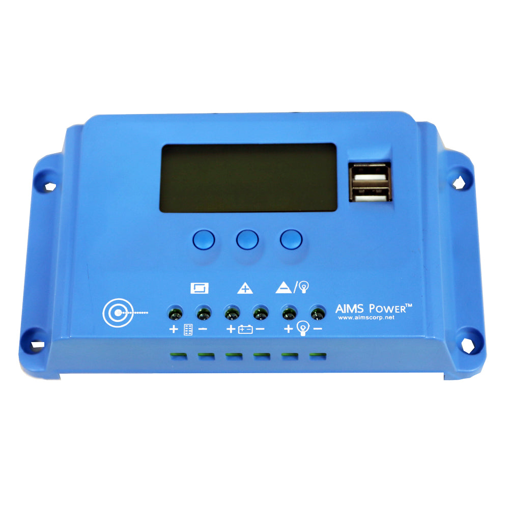 AIMS Power 10 Amp PWM Solar Charge Controller Front View